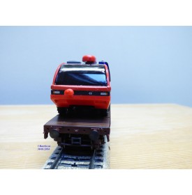 Märklin  Cursor  4849,  wagon plat  type Samm chargé d' un camion de pompiers Aéroport de Genève ÖBB   neuf    BO 