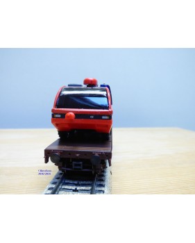 Märklin  Cursor  4849,  wagon plat  type Samm chargé d' un camion de pompiers Aéroport de Genève ÖBB   neuf    BO 