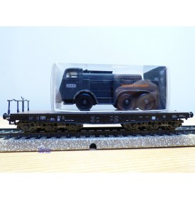Märklin  4866,  wagon plat  type SSyms Köln  chargé d' un camion KAELBLE  Jumbo  DRG    neuf    BO 