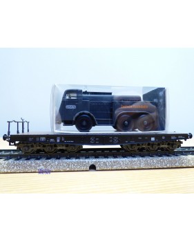 Märklin  4866,  wagon plat  type SSyms Köln  chargé d' un camion KAELBLE  Jumbo  DRG    neuf    BO 