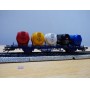 Märklin 47672, wagon plat porte conteneurs  Lbgjs 598 et conteneurs citernes K+E  DBneuf   BO