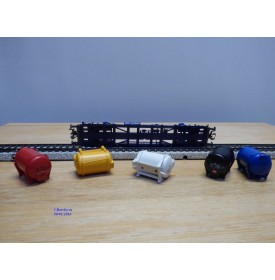 Märklin 47672, wagon plat porte conteneurs  Lbgjs 598 et conteneurs citernes K+E  DBneuf   BO