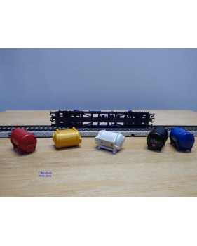 Märklin 47672, wagon plat porte conteneurs  Lbgjs 598 et conteneurs citernes K+E  DBneuf   BO