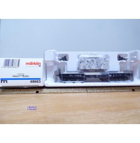 Märklin  48663,  wagon plat  type Sammp 705 Köln  chargé d'un bloc de granit véritable  DB   neuf    BO 