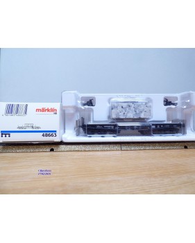 Märklin  48663,  wagon plat  type Sammp 705 Köln  chargé d'un bloc de granit véritable  DB   neuf    BO 