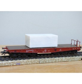 Märklin 48662,  wagon plat pour charges lourdes type Salmmp chargé d' un bloc de marbre  véritable  FS   neuf    BO 
