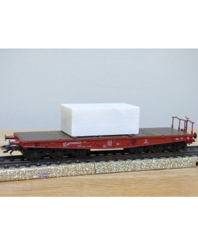 Märklin 48662,  wagon plat pour charges lourdes type Salmmp chargé d' un bloc de marbre  véritable  FS   neuf    BO 