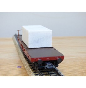 Märklin 48662,  wagon plat pour charges lourdes type Salmmp chargé d' un bloc de marbre  véritable  FS   neuf    BO 