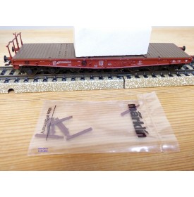 Märklin 48662,  wagon plat pour charges lourdes type Salmmp chargé d' un bloc de marbre  véritable  FS   neuf    BO 
