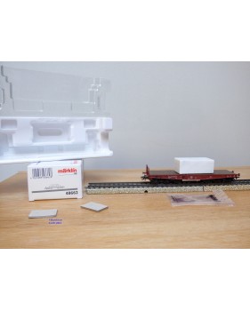 Märklin 48662,  wagon plat pour charges lourdes type Salmmp chargé d' un bloc de marbre  véritable  FS   neuf    BO 