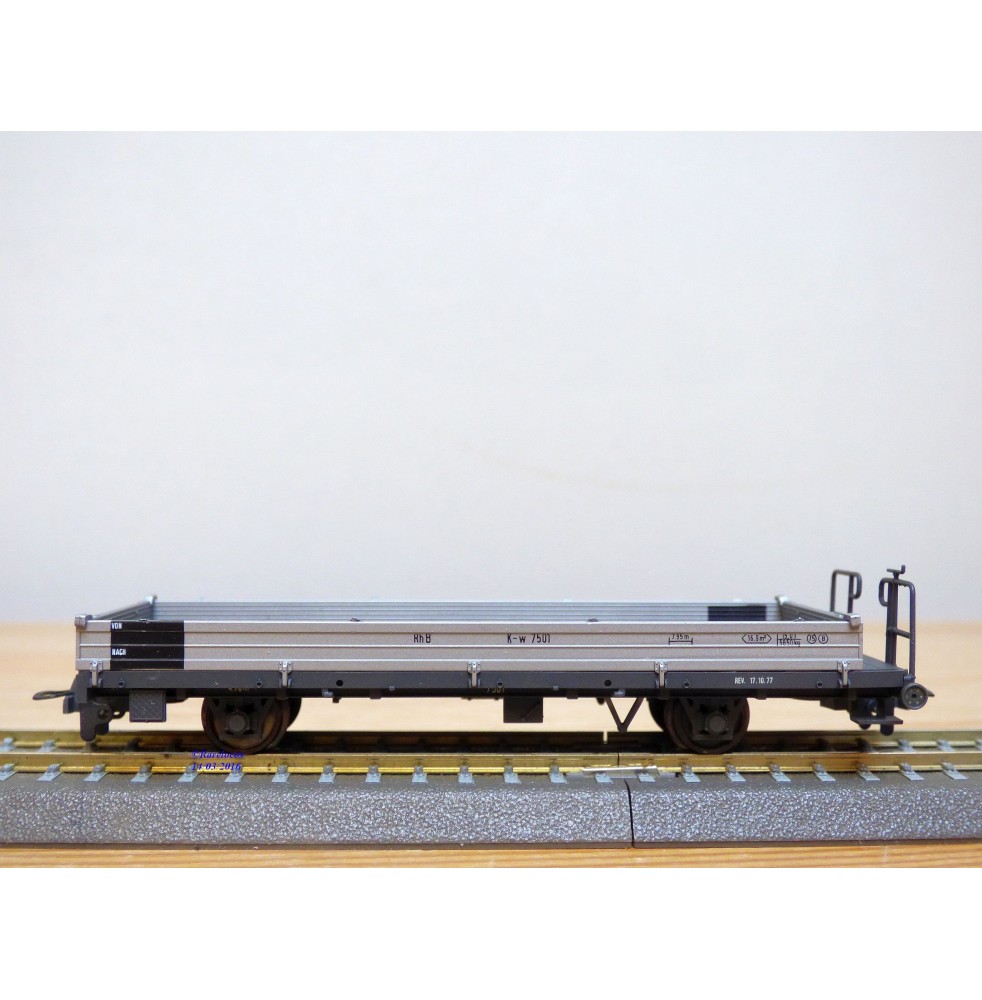 BEMO 2267 101, wagon plat long type K-w  N° 7501  RhB  neuf  BO