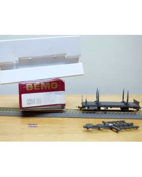 BEMO 2264 101, wagon plat porte grumes  type Kk-w  N° 7301  RhB  neuf  BO