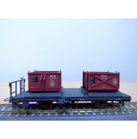 BEMO 2258 117, wagon plat  type Kk-w  N° 7347 chargé de 2 bennes  à gravier   RhB   neuf   BO