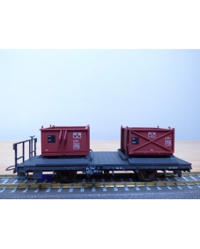 BEMO 2258 117, wagon plat  type Kk-w  N° 7347 chargé de 2 bennes  à gravier   RhB   neuf   BO