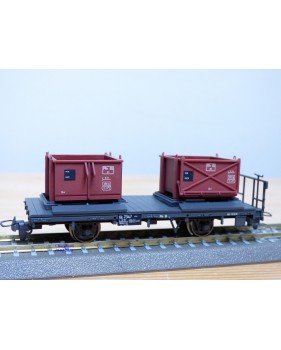 BEMO 2258 117, wagon plat  type Kk-w  N° 7347 chargé de 2 bennes  à gravier   RhB   neuf   BO