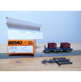 BEMO 2258 117, wagon plat  type Kk-w  N° 7347 chargé de 2 bennes  à gravier   RhB   neuf   BO
