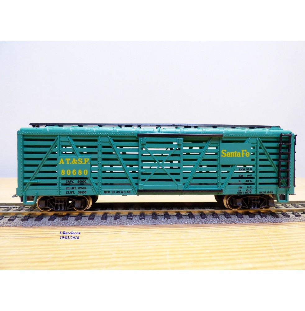 RIVAROSSI  véro 2259, wagon à claire voie  ( cattle car / stock  ) Santa Fe  AT&SF  neuf  BO