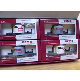 BEMO HOm  7460 150,  Coffret 4  wagons silos à ciment type Uce Mohrenköpfe  RhB   BO 
