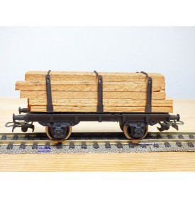 RIVAROSSI véro CT ,  wagon plat à ranchers type T  chargé de bois  FS  BO