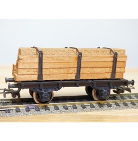 RIVAROSSI véro CT ,  wagon plat à ranchers type T  chargé de bois  FS  BO
