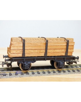 RIVAROSSI véro CT ,  wagon plat à ranchers type T  chargé de bois  FS  BO