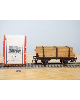 RIVAROSSI véro CT ,  wagon plat à ranchers type T  chargé de bois  FS  BO