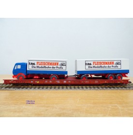 FLEISCHMANN  5275,  wagon surbaissé type Saadkms.690 Rollende Landstrasse et camion MERCEDES    DB  BO 