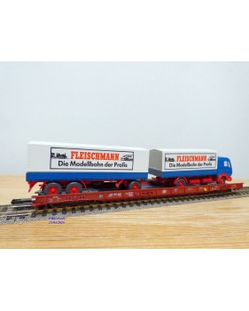FLEISCHMANN  5275,  wagon surbaissé type Saadkms.690 Rollende Landstrasse et camion MERCEDES    DB  BO 