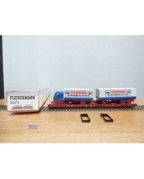 FLEISCHMANN  5275,  wagon surbaissé type Saadkms.690 Rollende Landstrasse et camion MERCEDES    DB  BO 