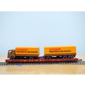 FLEISCHMANN  5277,  wagon surbaissé type Saadkms.690 Rollende Landstrasse et camion MAN   DB   neuf  BO 