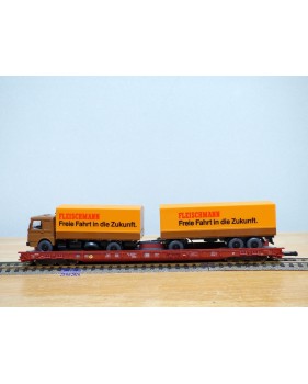 FLEISCHMANN  5277,  wagon surbaissé type Saadkms.690 Rollende Landstrasse et camion MAN   DB   neuf  BO 