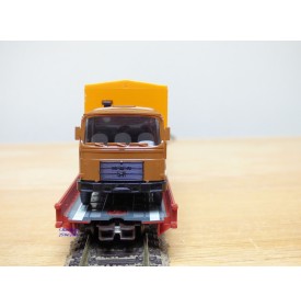 FLEISCHMANN  5277,  wagon surbaissé type Saadkms.690 Rollende Landstrasse et camion MAN   DB   neuf  BO 