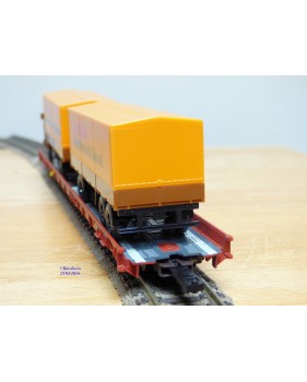 FLEISCHMANN  5277,  wagon surbaissé type Saadkms.690 Rollende Landstrasse et camion MAN   DB   neuf  BO 