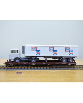 LILIPUT ( WIKING  528 a/1 ) 200 L ,   wagon surbaissé Rollende Landstrasse et camion Mercedes  ESKIMO  IGLO Neuf   BO