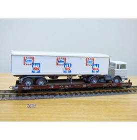 LILIPUT ( WIKING  528 a/1 ) 200 L ,   wagon surbaissé Rollende Landstrasse et camion Mercedes  ESKIMO  IGLO Neuf   BO