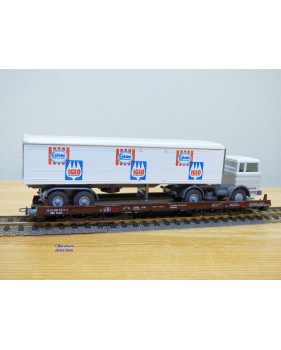 LILIPUT ( WIKING  528 a/1 ) 200 L ,   wagon surbaissé Rollende Landstrasse et camion Mercedes  ESKIMO  IGLO Neuf   BO