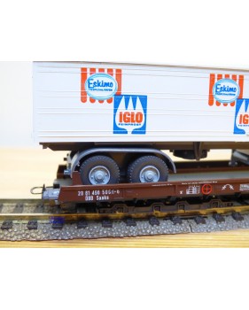 LILIPUT ( WIKING  528 a/1 ) 200 L ,   wagon surbaissé Rollende Landstrasse et camion Mercedes  ESKIMO  IGLO Neuf   BO