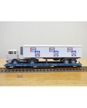 LILIPUT ( WIKING  528 a/1 ) 200 SL / 20051 ,   wagon  Rollende Landstrasse et camion Mercedes  ESKIMO  IGLO   SBB   Neuf   BO