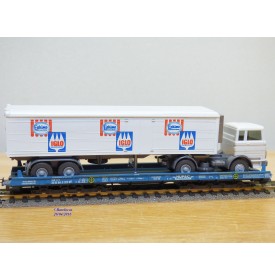 LILIPUT ( WIKING  528 a/1 ) 200 SL / 20051 ,   wagon  Rollende Landstrasse et camion Mercedes  ESKIMO  IGLO   SBB   Neuf   BO