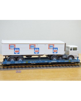 LILIPUT ( WIKING  528 a/1 ) 200 SL / 20051 ,   wagon  Rollende Landstrasse et camion Mercedes  ESKIMO  IGLO   SBB   Neuf   BO