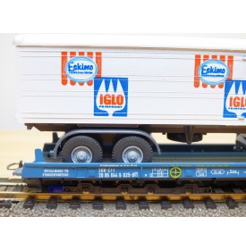 LILIPUT ( WIKING  528 a/1 ) 200 SL / 20051 ,   wagon  Rollende Landstrasse et camion Mercedes  ESKIMO  IGLO   SBB   Neuf   BO