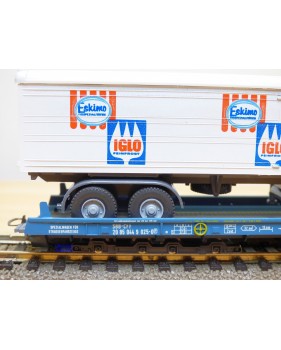 LILIPUT ( WIKING  528 a/1 ) 200 SL / 20051 ,   wagon  Rollende Landstrasse et camion Mercedes  ESKIMO  IGLO   SBB   Neuf   BO