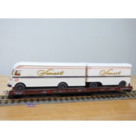 LILIPUT 20013 ( WIKING  500 a/2 et 501 ) ,   wagon surbaissé Rollende Landstrasse et camion + remorque  SMART ÖBB   Neuf   BO