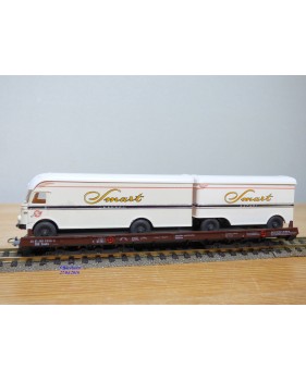 LILIPUT 20013 ( WIKING  500 a/2 et 501 ) ,   wagon surbaissé Rollende Landstrasse et camion + remorque  SMART ÖBB   Neuf   BO