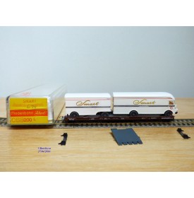 LILIPUT 20013 ( WIKING  500 a/2 et 501 ) ,   wagon surbaissé Rollende Landstrasse et camion + remorque  SMART ÖBB   Neuf   BO