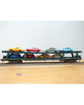 FLEISCHMANN 5285,  wagon porte autos chargé  8 autos  DDm 915   DB  BO
