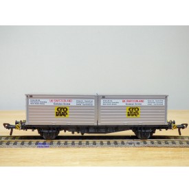 Fleischmann 5234 wagon plat porte conteneurs Lbs 598 World Travel Agency DB BO