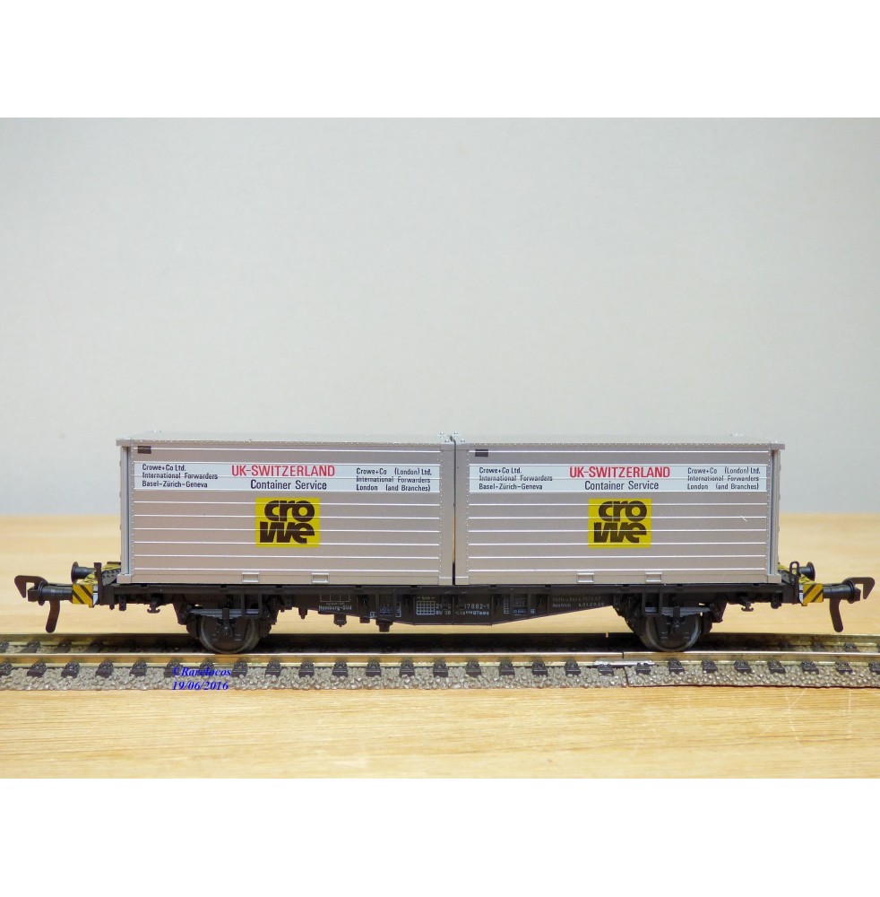 Fleischmann 5235,  wagon plat porte conteneurs Lbs 598 CROWE DB   BO