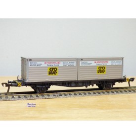 Fleischmann 5235,  wagon plat porte conteneurs Lbs 598 CROWE DB   BO