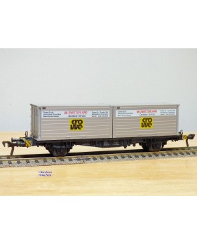 Fleischmann 5235,  wagon plat porte conteneurs Lbs 598 CROWE DB   BO